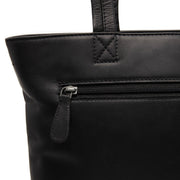 Alveron Full-Grain Leather Tote Bag - Structured Side Profile Showing Gusset Depth & Expansion Capacity