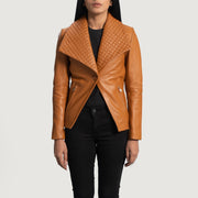 
Lee Рыжий Коричневый Кожаный пиджак для Женщин in Tan Brown Sheepskin Leather - Вид спереди и приталенный силуэт | Купить в официальном онлайн-магазине