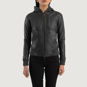 
Luna Hooded Кожаный бомбер для Женщин – alternate product view 4