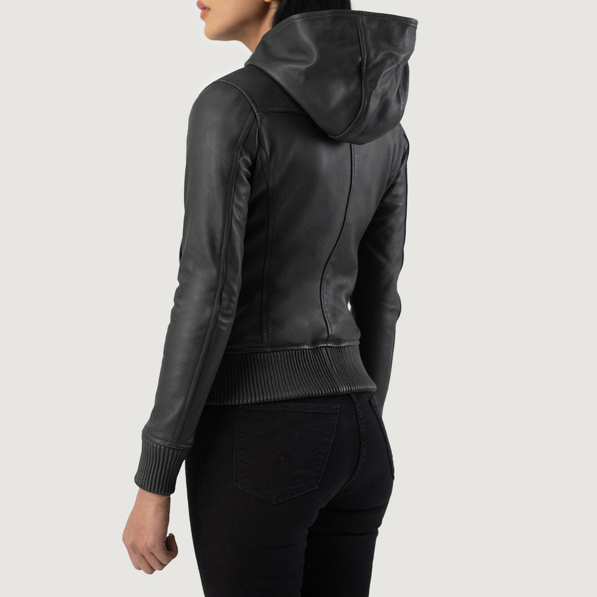 
Luna Hooded Кожаный бомбер для Женщин – alternate product view 5