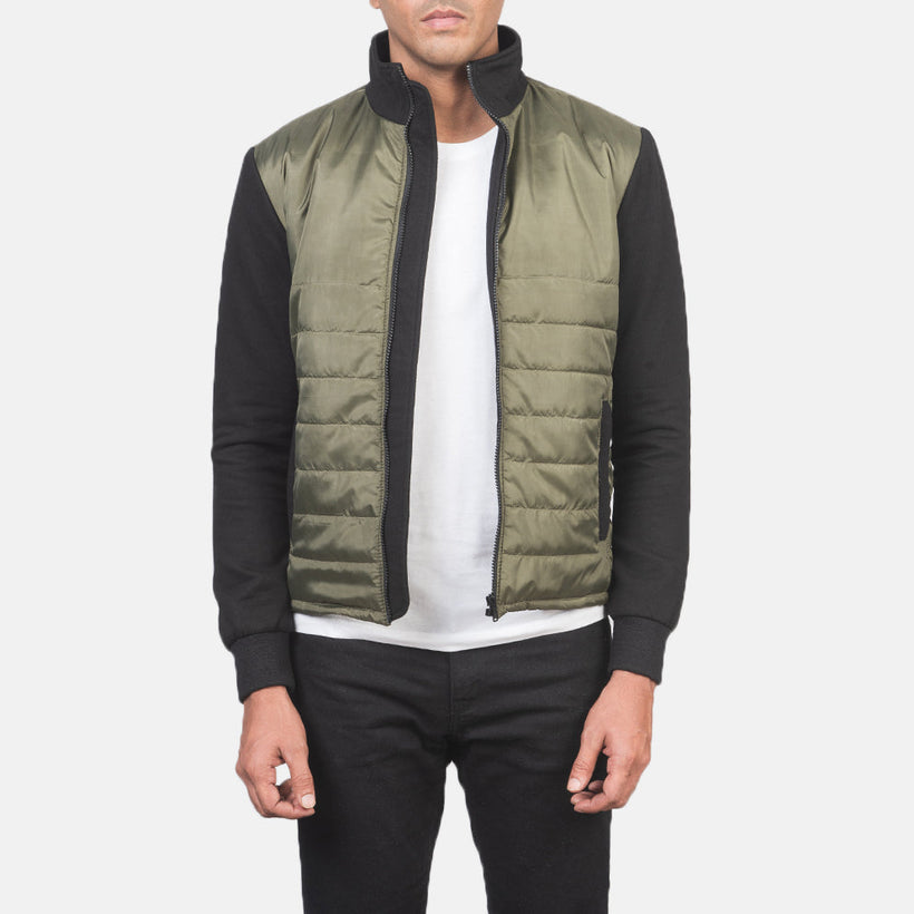 Nashville Quilted Зеленая Windbreaker Кожаная куртка мужская