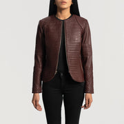 Nexi Quilted Maroon Leather Jacket - Вид сбоку с анатомическим кроем рукава