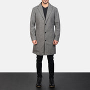 
Petrillo Grey Wool Single Breasted Кожаное пальто для Мужчин - Вид сбоку, демонстрирующий эргономичный крой рукава