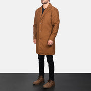 
Petrillo Khaki Wool Single Breasted Кожаное пальто для Мужчин - Вид сбоку, демонстрирующий эргономичный крой рукава