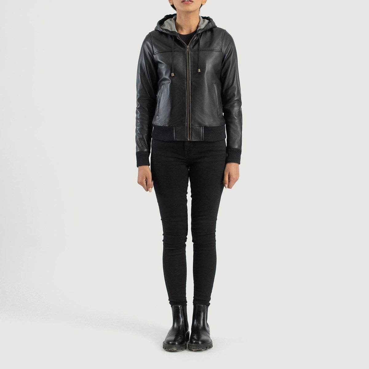 
Rebella Hooded Кожаный бомбер для Женщин – alternate product view 3