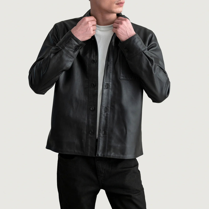Scout Черный Leather Shirt для Мужчин