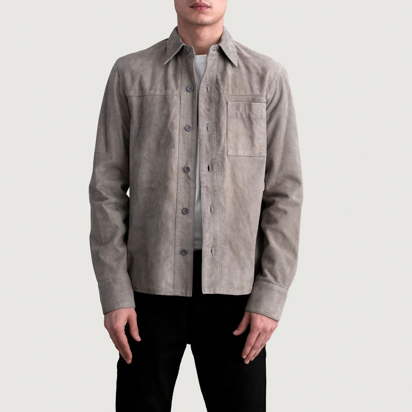 Scout Grey Suede Leather Shirt мужская