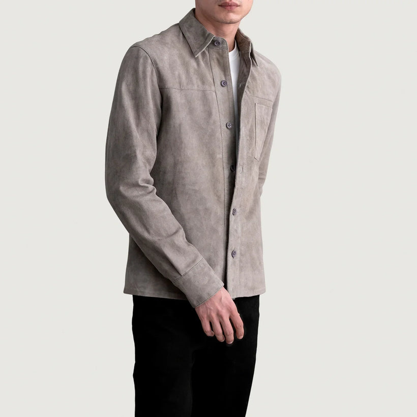 Scout Grey Suede Leather Shirt мужская