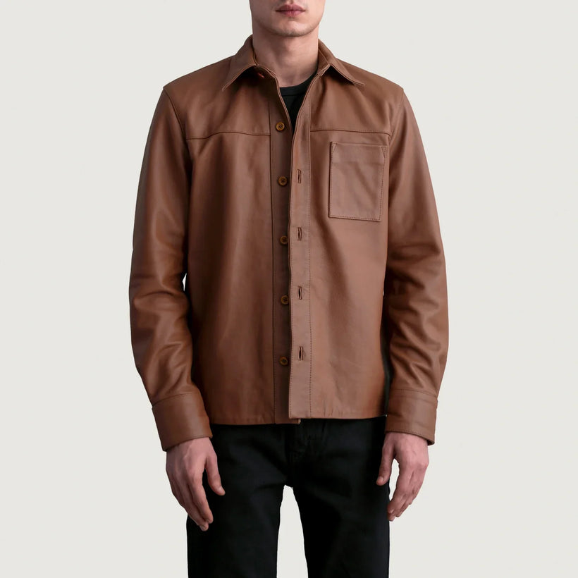 Scout Matte Коричневый Leather Shirt для Мужчин