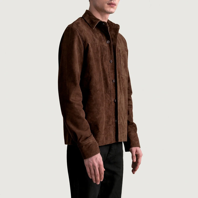 Scout Mocha Suede Leather Shirt мужская