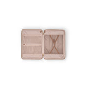 Styled Fit Perspective of Hand Luggage Suitcase Front Pocket Zuna on Model - Natural Daylight Drape