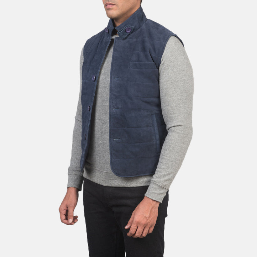 Tony Синяя Suede Vest мужская