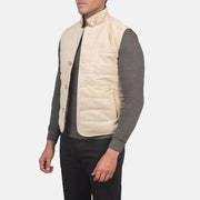 
Off-White Goatskin Suede Leather Vest - Вид сзади, подчеркивающий посадку по плечам и ровный край