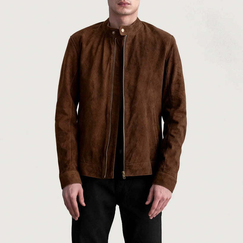 Zen Коричневая Suede Кожаная косуха мужская