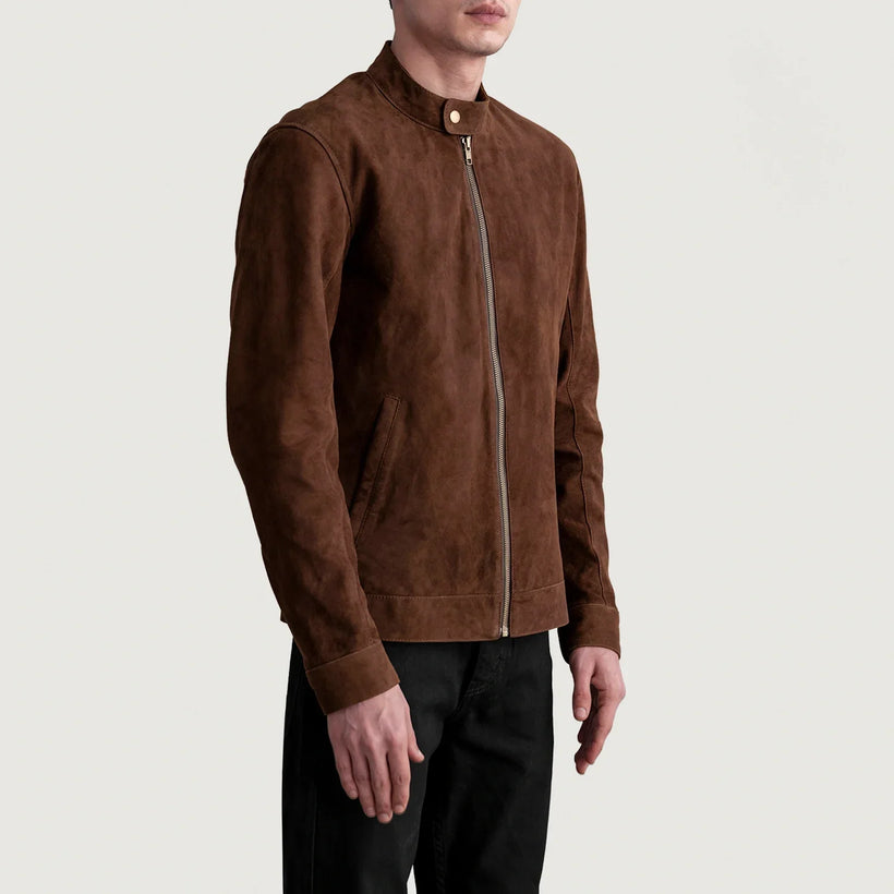 Zen Коричневая Suede Кожаная косуха мужская